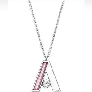 Kate Spade Sterling Silver Letter 'A' Pendant Necklace with Pink Accent
